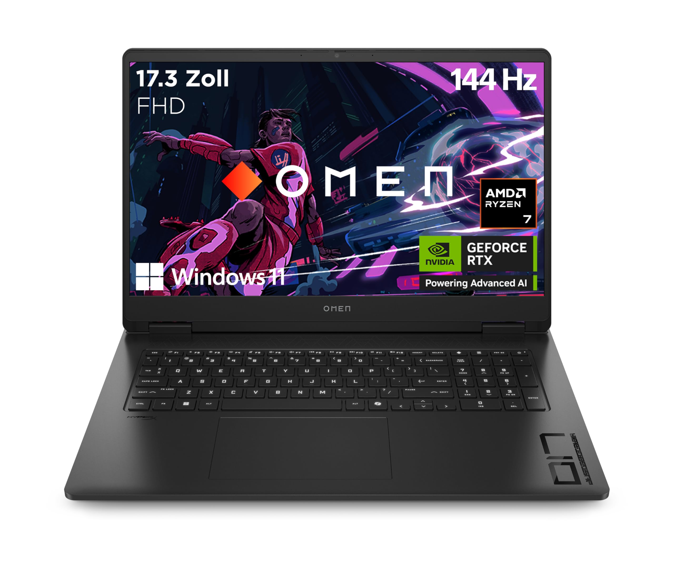 HP Omen Gaming Laptop | 17,3 Zoll FHD-Display - 144 Hz | AMD Ryzen 7 8845HS | 16 GB DDR5 RAM (2x8 GB) | 512 GB | NVIDIA GeForce RTX 4060 Laptop-GPU (8 GB) | QWERTZ | Windows 11 Home | Shadow Black
