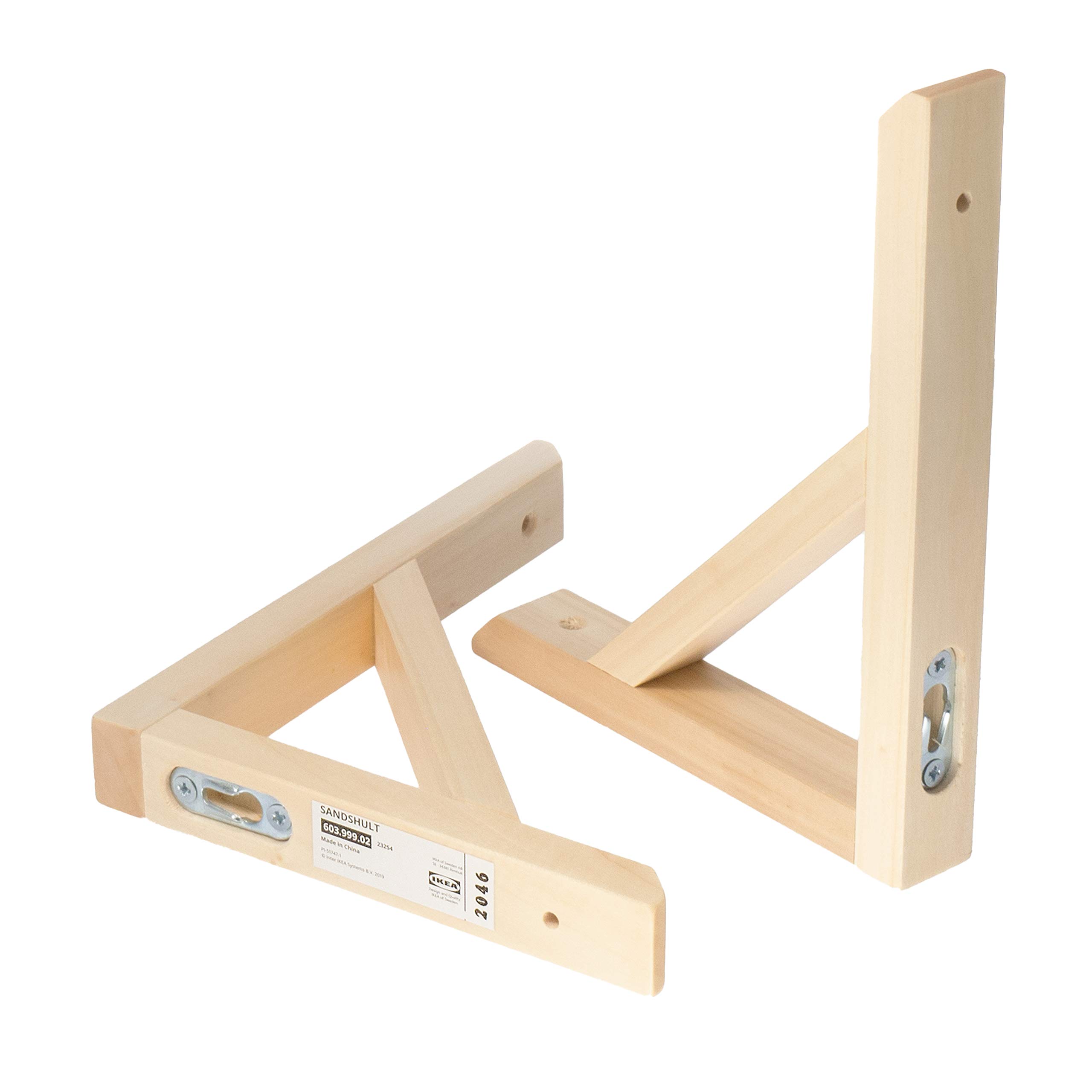 IKEA SANDSHULT Wooden Brackets for Shelf, 603.999.02, Aspen, 18x22 Centimetres - Set of 2 Brackets