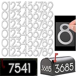 6 Sets 3 inch White Reflective Mailbox Numbers