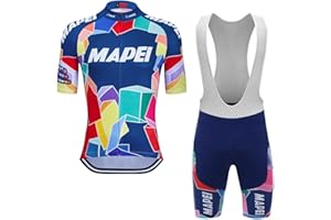 SGCIKER Retro Team MAPEI Cycling Jersey Set For Men,Summer Bike Shirt MTB Cycling Clothing Bib Short Kits 9D Gel Pad