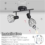 Dehobo Adjustable Spot Light Fittings E14 Matt Black Wire Cage Ceiling Wall view 7