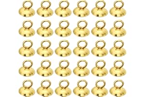 PATIKIL Bead Caps, 50 Pcs Bead Cap Bail Pendant Stainless Steel Bead End Cap Charm Ornament Caps