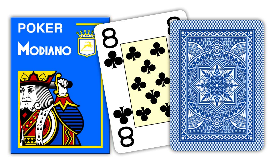 Modiano Playing Cards 481 - Poker Cristallo 4 Index Blue