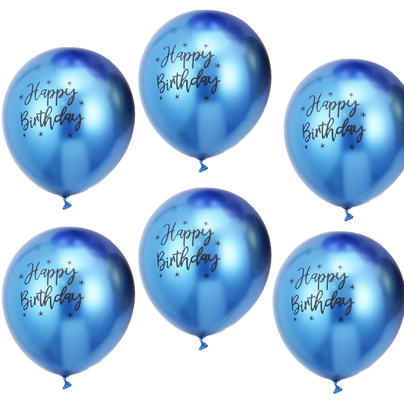 YELYAN 20PCS 12 Inch Metallic 'Happy Birthday' Balloons (Red, Purple, Silver, Green, Blue, Gold) - Birthday Balloon Set for Kids & Adults