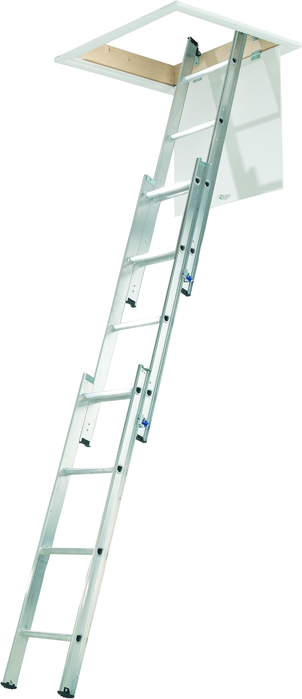 ABRU 37000 3 Section Compact Aluminium Loft Ladder D-Shaped Rungs 150kg EN14975