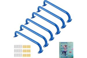 BiJun17 inch Metal Playground Handles,Monkey Bars Indoor Heavy Duty Ceiling Grab Bars for Indoor Outdoor Playgrounds Climbing Frames,Treehouses and Wall ladders (Blue Set of 6)