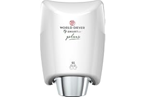 World Dryer K-974P SMARTdri Plus High Efficiency Intelligent Automatic Hand Dryer with Aluminum White Cover, Single Port Nozzle, 110-120V