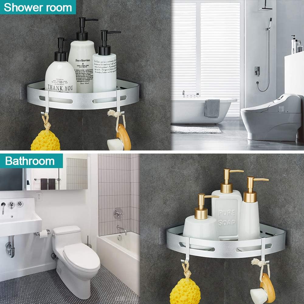 Gricol Corner Shelf Adhesive Suction Shower Caddy: Home Improvement
