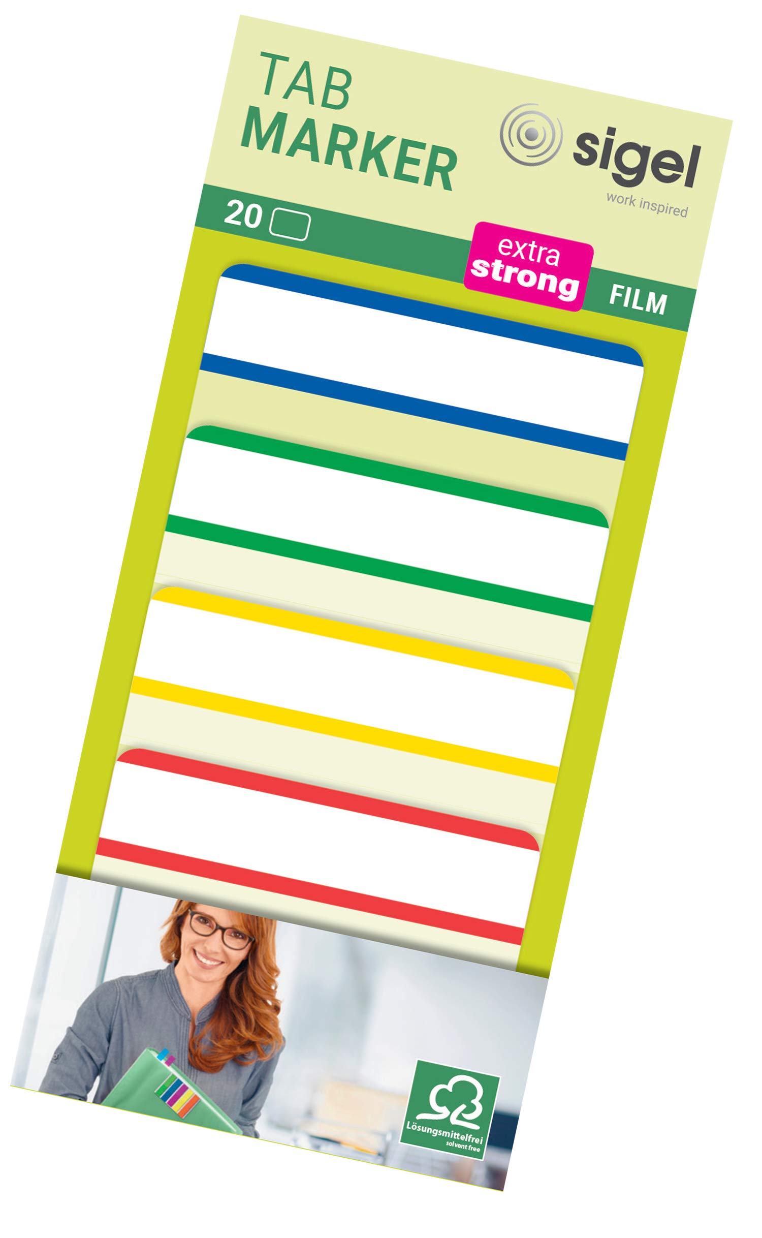SIGEL HN202 Tab Marker Basic, extra strong, 4 x 5 sheets, Red/Blue/Green/Yellow