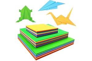 Origami Paper Square 600 Pieces, 10 Vivid Colours, 3 Sizes, Fold Craft Paper for DIY Arts and Crafts Projects