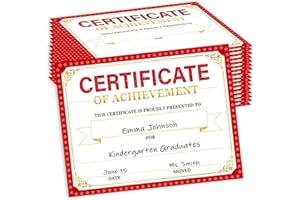ADDUSTER 30 Pieces Certificate of Achievement Student Awards Certificates Paper Month Certificates 8.5 x 11 Inch (Red)