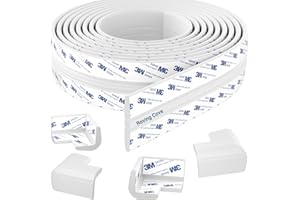 Roving Cove PreFit (Classic) Furniture Edge Corner Protector (Standard 15ft Edge 4 Corners), Baby Proofing Bumper Guards, Oyster White (Off White), Pre-Taped, for Straight Smooth Surfaces