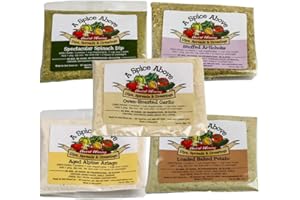 A BLEND ABOVE GOURMET FOOD PRODUCTS A Spice Above 5 Pack Variety Dips, Mixed Seasonings Packets Includes Aged Alpine Asiago, Stuffed Artichoke, Loaded Baked Potato, Oven Roasted Garlic, Spectacular Spinach, Gluten-Free, No MSG, All Natural, No Preservatives, Vegetable Dip, Keto Friendly, Low Carb, Easy to Make