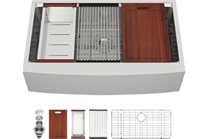 Sarlai 36 Farmhouse Sink Stainless Steel - 36x22 Inch Kitchen Sink Ledge Workstation Apron Front Single Bowl 16 Gauge Stainless Steel Luxury Undermount Farm Kitchen Sink