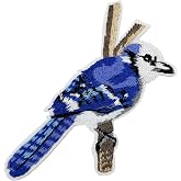 3.5'' Bird Watchers Gifts, Blue Jay Bird Embroidered Iron On Patch for T-Shirts Baseball Hats Hoodies, Bird Watchers Gifts