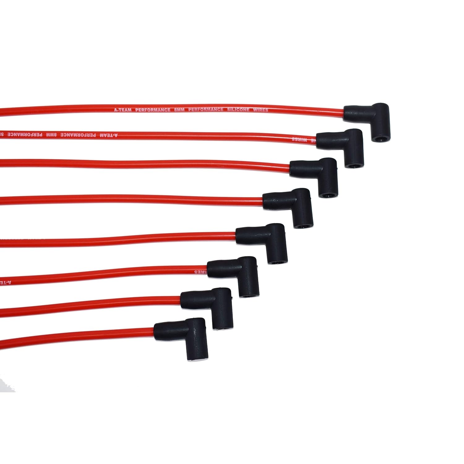A-Team Performance Silicone Spark Plug Wires with Black 90 Degree Boot SBC Compatible with Chevy GMC Truck SUV Vortec 5.0L 5.7L 5700 350 1996-2003 Red 8.0mm: Industrial & Scientific