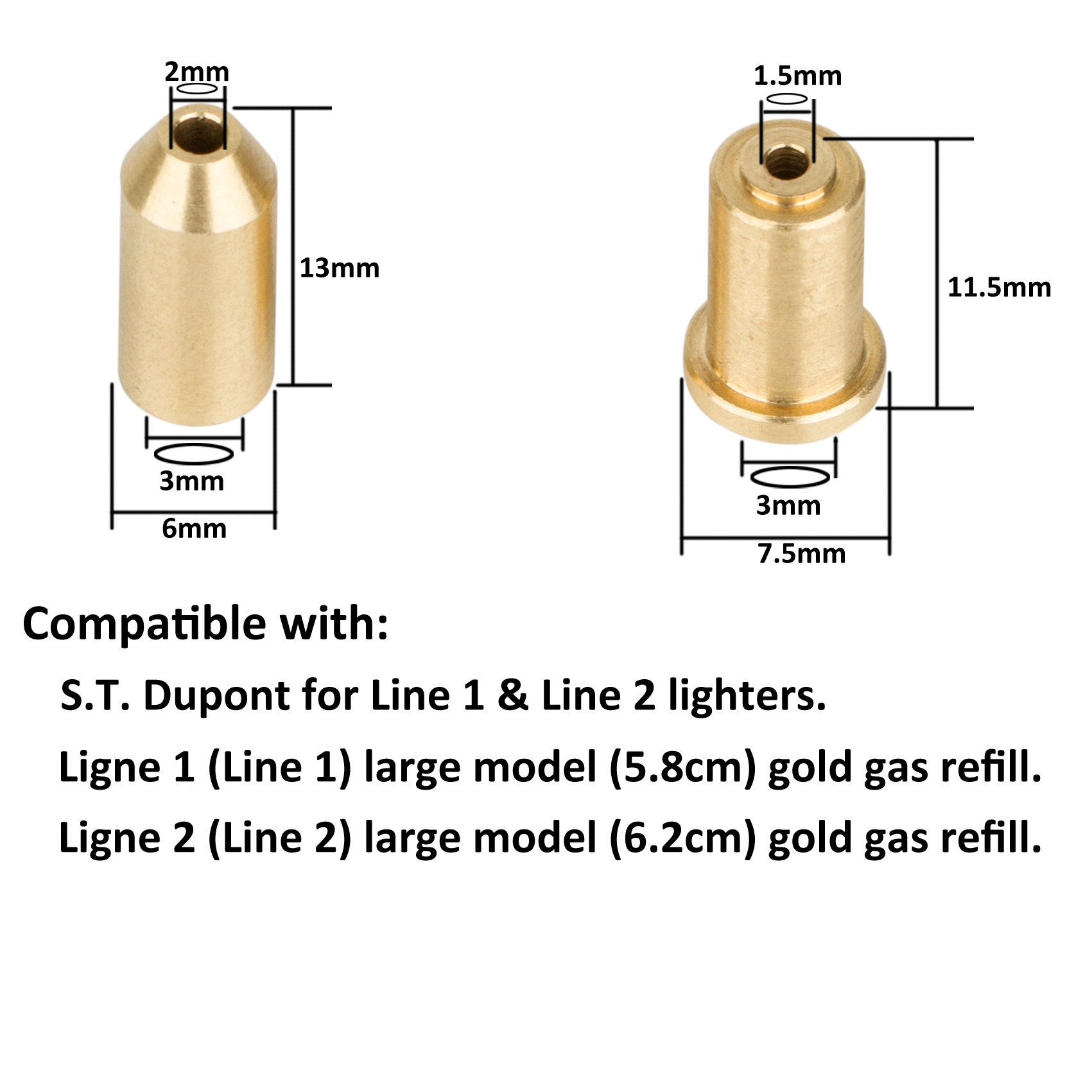 Dual Gas Refill Adapters for ST Dupont Lighter Line 1/2 Gold/Yellow Cap Buy Online in UAE