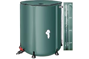FAMIROSA Collapsible Rain Barrel, 53 Gallon Portable Rain Barrel, Rainwater Collection System for Garden Water Catcher Container, Rain Water Collection Barrel System with tick Marks, Green