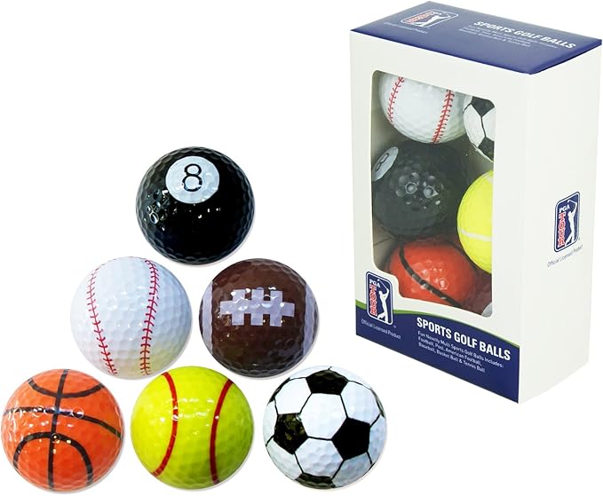 PGA TOUR Fun Sport Golf balls (Set of 6), Unisex, Multicolor Amazon.co
