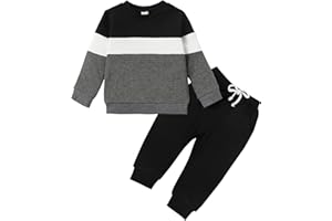 ADXSUN Kid Toddler Boy Clothes Color Block Sweatshirt and Casual Pants 2Pcs Boys Fall Winter Outfits