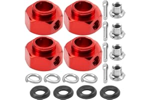 SHARE GOO ShareGoo Aluminum RC 12mm Hex Extended Wheel Hex Hub Extension 6mm Offset Spacers Compatible with Traxxas TRX4 TRX6 1/10 RC Crawler (6mm, Red)