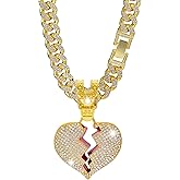 PHOEGRAY Miami Mens Cuban Link Chain Silver Gold Plated Bling Cuban Necklace Diamond Chain for Men iced out chain Hip Hop Jewelry