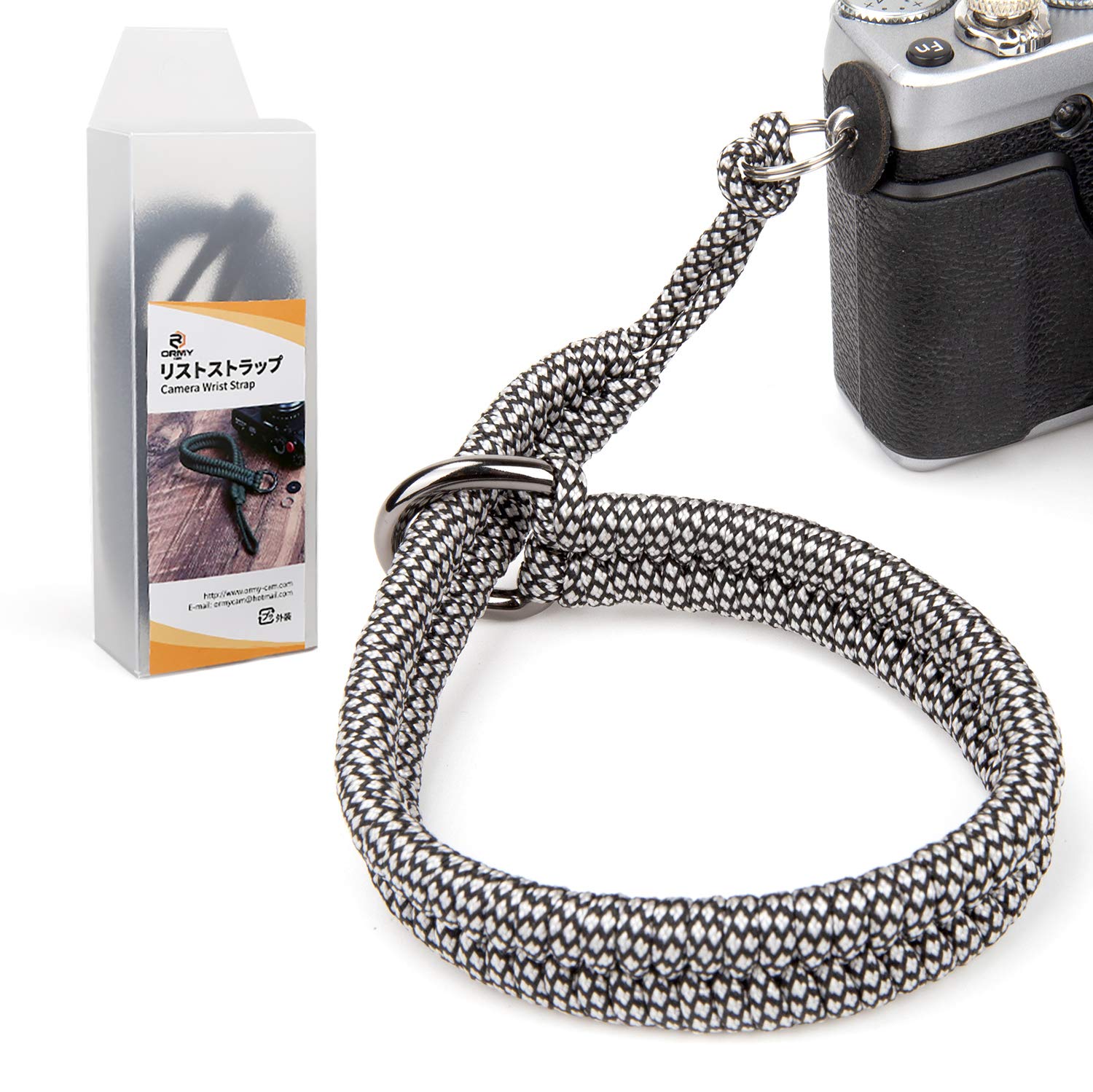 ORMY CAM Camera Wrist Strap (550 Parachute Cord) Excellent and Safe Adjustable Camera Lanyard Wrist Suitable for Canon Nikon Sony Panasonic Fujifilm Olympus Hand Strap(Black and White)