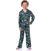 Minecraft Digital Creeper Boy's 2-Piece Pajamas (US, Numeric, 10, Regular, Grey)