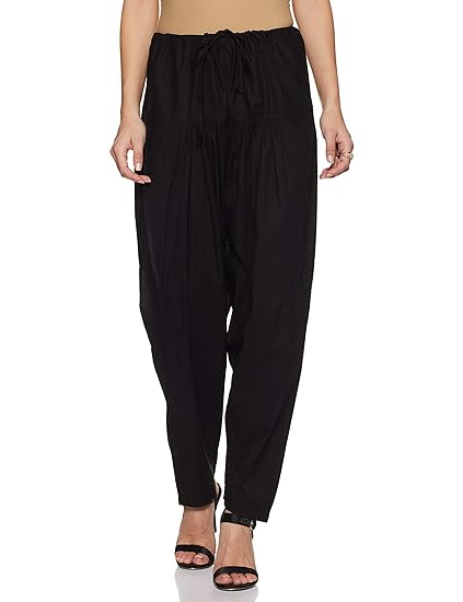 Women's Cotton Salwar Bottom (NOSWCSBL20_Black_Small)