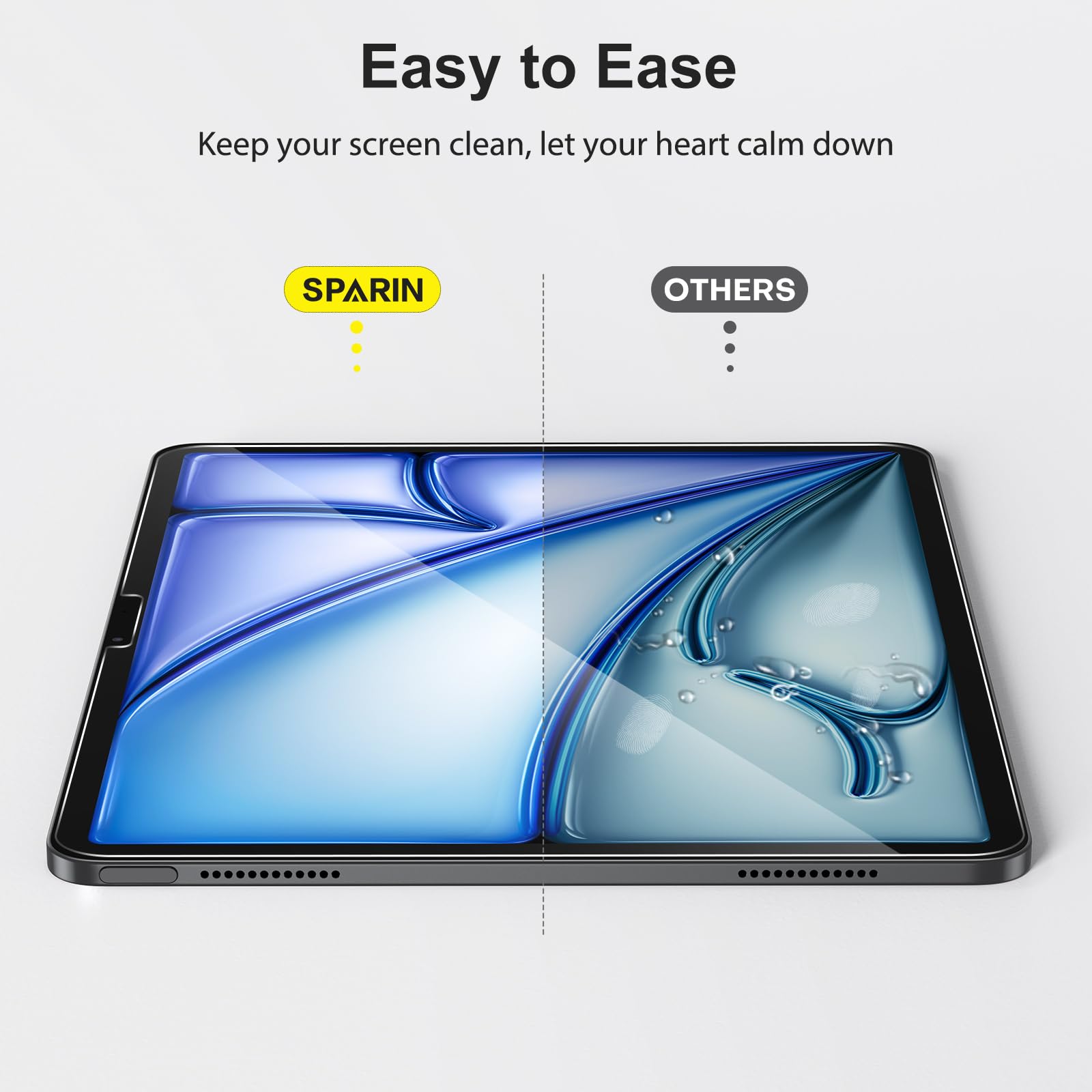 SPARIN Screen Protector for iPad Air 11 Inch M3/M2 (2025/2024, 7th/6th Generation), Auto-Alignment Frame, 9H Tempered Glass Film, Apple Pencil Compatible and Case Friendly, Ultra Clear [2 Pack]
