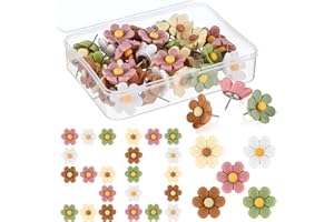 Dispowreath 50 Pcs Flower Push Pins Cute Push Pins for Cork Board Decorative Floret Wall Thumb Tacks for Bulletin Board Office Hanging Photo Poster Feature Wall(Boho,Small,Flower)