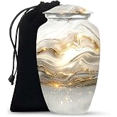 Golden Horizon Large Cremation Urn for Human Ashes | 10-Inch Decorative Burial Urn for Men and Women with Velvet Bag