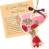 LINHARA Flower Cardinal Ornament, Wooden Acrylic Decoration with Spiritual Card, Suncatcher Floral Cardiinals Ornaments, Remembrance Gift for Loss, Cardinal Ornament for Loss of Loved One