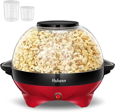 Yabano Popcorn Maker 5L Electric Stirring 800W Red Nonstick Plate