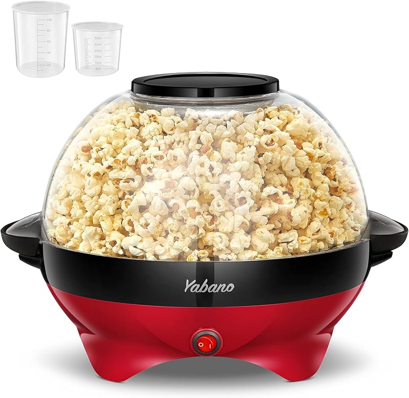 Yabano Popcorn Maker 5L Electric Stirring 800W Red Nonstick Plate