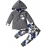 Tepuce Baby Boy Clothes Toddler Infant Boys Fall Winter Outfit Long Sleeve Plaid Pocket Hoodie Tops + Pants 2Pcs