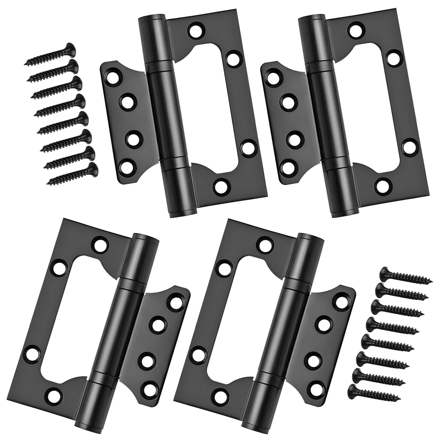 Qrity 4 Pieces Door Hinges, 4 Inch Home 100mm Stainless Steel Ball Bearing Mute Hinges for Internal External Doors, Black