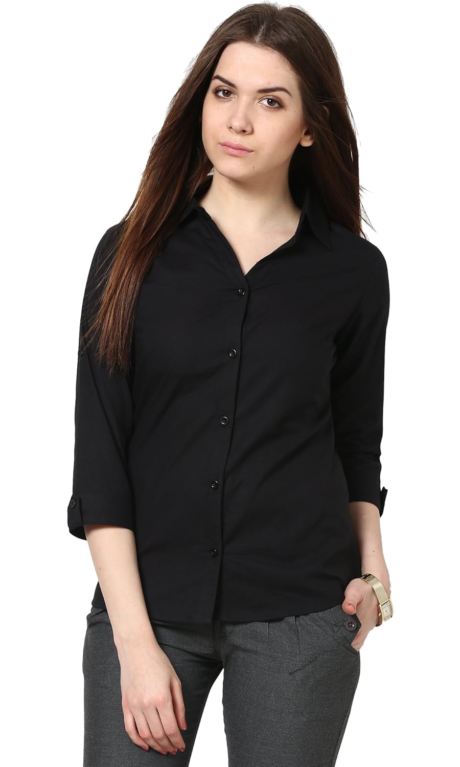 the gud look women's black slim shirt
