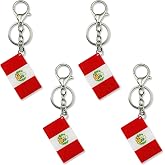 JccNow 4Pcs Peru Flag Double-sided Acrylic Car Motorcycle Keychain,with Rings and Lobster Claw Clasps Peruvian Flags Men and Women Style Car Key Chain Gifts Decoration