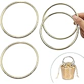 IIUIKOO Round Metal Purse Handles - 4.33 Inch Loop Ring Handles for Crochet Bag Making, Replacement Handles for DIY Crafts, Clutch, Tote & Travel Bags (Pack of 4)