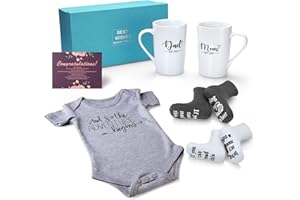 MIYYET Pregnancy Gifts for First Time Moms - New Mom Gifts, Gender Reveal Gifts Including Mom and Dad EST 2024 Mug Set for Expecting Parents, Mom To Be Gift, Baby Shower Gifts, New Parents Gifts