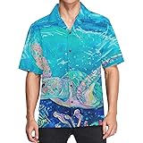 visesunny Hawaiian Shirt for Men Ocean Sea Turtle