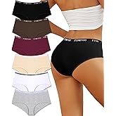FINETOO Womens Underwear Cotton Hipster Sexy Panties Full Coverage Briefs Stretch Bikinis Comfortable Cheeky 6 Pack