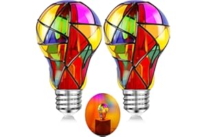 Eternyx Dimmable LED Stained Glass Light Bulb, Hand-Painted Colored Light Bulbs Indoor, 3.5W E26 A19/A60 Decorative Bulbs for