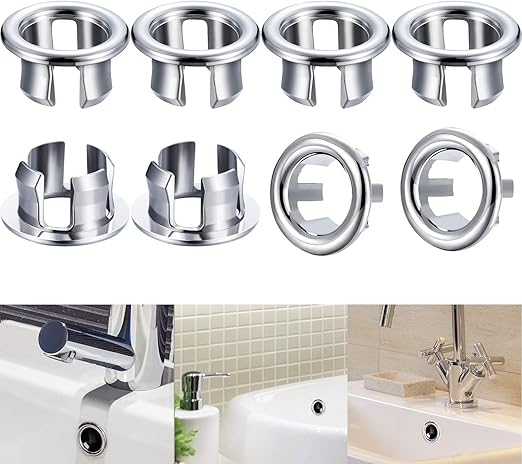 Zhehao 8 Pieces Sink Overflow Ring Kitchen Bathroom Basin Trim