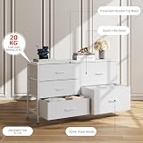 Nicehill White Dresser 5 Drawers Modern Wood Top Steel Frame 30x100x61 view 7