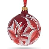 Red Lilies Glass Ball Christmas Ornament 3.25 Inches