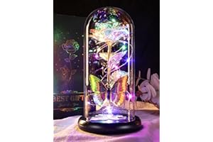 DEEMEI Rose Gifts for Women,Mothers Day Rose Gifts for Mom,Women Birthday Glass Rose Gifts,Light Up Rose Flowers in Glass Dome,Colorful Rainbow Flower Rose Mom Gifts for Her Wife