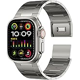 ACESTAR Full Titanium Band Compatible with Apple Watch Ultra 3/2/1 49mm/ Series 10 46mm, 26mm Wide Adjustable Links with Titanium Magnetic Clasp Connectors and DLC Coating
