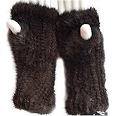 Valpeak Womens Winter Mittens Knitted Mink Fur Gloves Fingerless Arm Warmers Cold Weather Elasticity